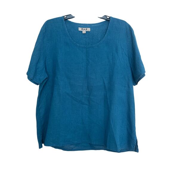 Flax 100% Linen Short Sleeve Top Size Medium - Picture 1 of 7